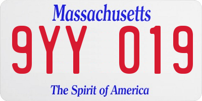 MA license plate 9YY019