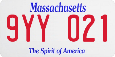 MA license plate 9YY021