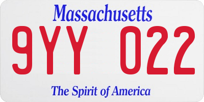 MA license plate 9YY022