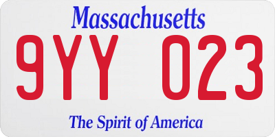 MA license plate 9YY023
