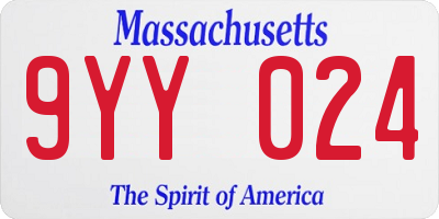 MA license plate 9YY024