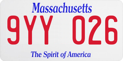 MA license plate 9YY026