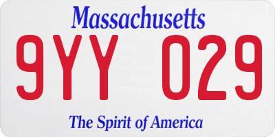 MA license plate 9YY029