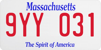 MA license plate 9YY031