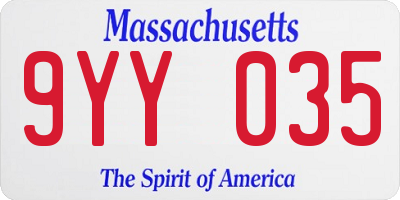 MA license plate 9YY035