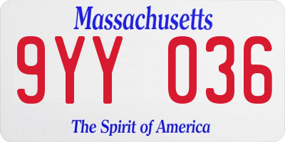 MA license plate 9YY036
