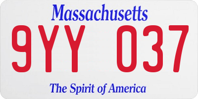 MA license plate 9YY037