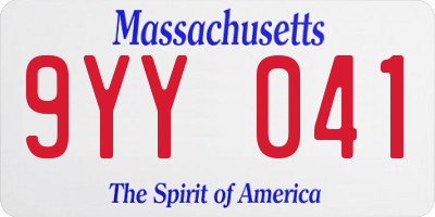 MA license plate 9YY041