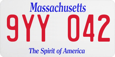 MA license plate 9YY042