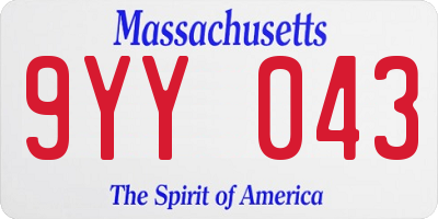 MA license plate 9YY043