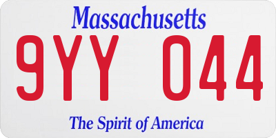 MA license plate 9YY044