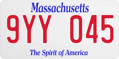 MA license plate 9YY045