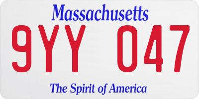 MA license plate 9YY047