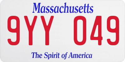 MA license plate 9YY049