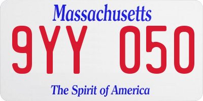 MA license plate 9YY050