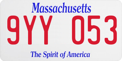 MA license plate 9YY053