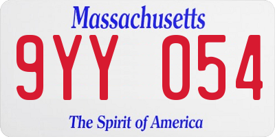 MA license plate 9YY054