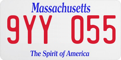 MA license plate 9YY055