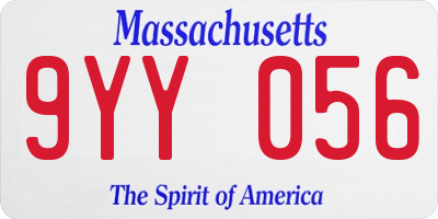 MA license plate 9YY056
