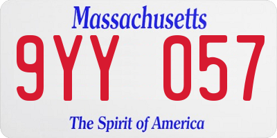 MA license plate 9YY057