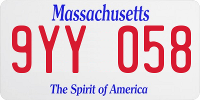 MA license plate 9YY058