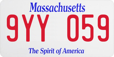 MA license plate 9YY059