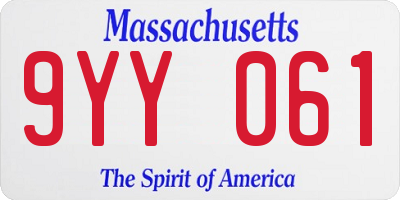 MA license plate 9YY061