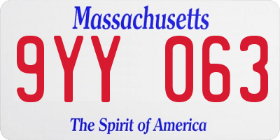 MA license plate 9YY063