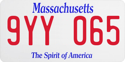 MA license plate 9YY065