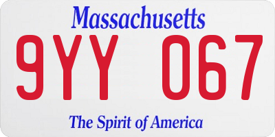 MA license plate 9YY067