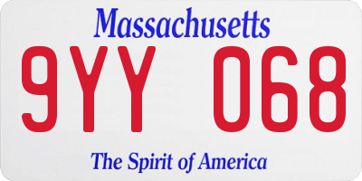 MA license plate 9YY068