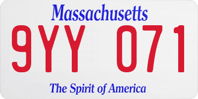 MA license plate 9YY071