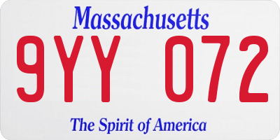 MA license plate 9YY072