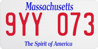 MA license plate 9YY073
