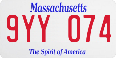 MA license plate 9YY074