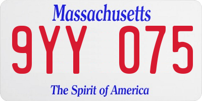 MA license plate 9YY075