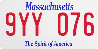MA license plate 9YY076
