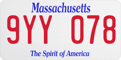 MA license plate 9YY078