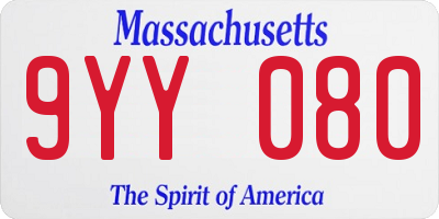 MA license plate 9YY080