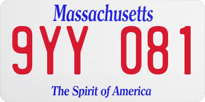 MA license plate 9YY081