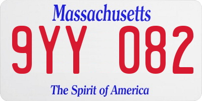 MA license plate 9YY082