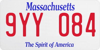 MA license plate 9YY084