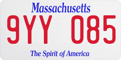 MA license plate 9YY085
