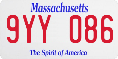 MA license plate 9YY086