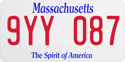 MA license plate 9YY087