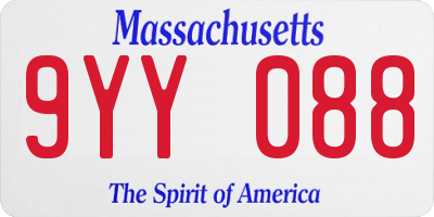 MA license plate 9YY088
