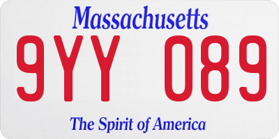 MA license plate 9YY089