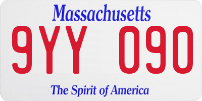 MA license plate 9YY090