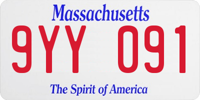 MA license plate 9YY091