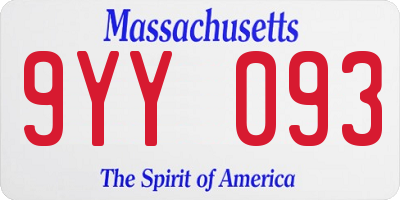 MA license plate 9YY093